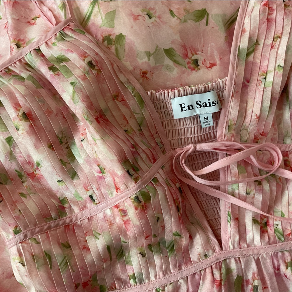 En Saison Pink Floral Midi Dress, Medium, New - Picture 6 of 9